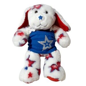 Build A Bear Stars Plush Puppy Stuffed Red White Blue Patriotic With Top15"
